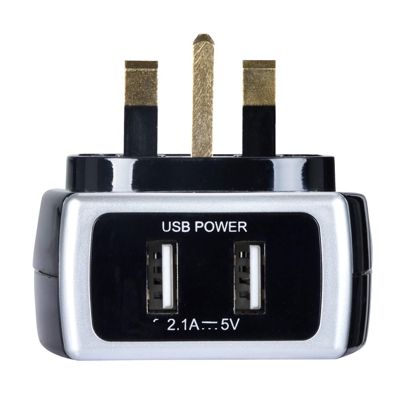 Masterplug SRGAUSBPB3-MP Single Socket Surge Protected Power Adaptor with Two