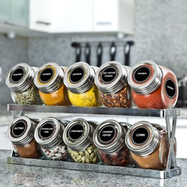 Lovable Labels Chalkboard Spice Jar Labels - 200 Pre-Printed + 25 Blank Write-On Stickers Dishwasher Safe and Waterproof Great for Spices and Seasonings Organize Your Spice Rack (Rope Design)