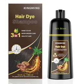 Kingming Champú Teñir Cabello Castaño Oscuro Cubrir Canas Ingredientes Base Hierbas Hombres Mujeres 500
