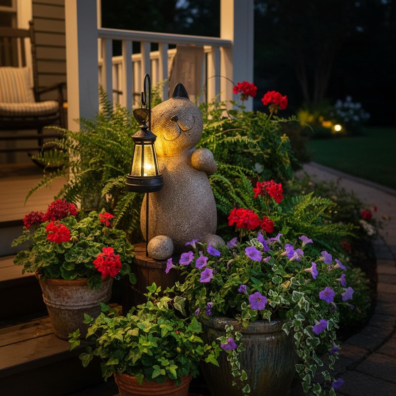 Braxio Solar Cat Garden Statue - 11.6" Yard Decorations Outdoor