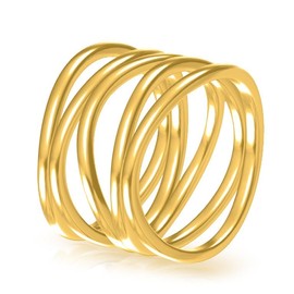 HAIXIAN Classic Silver Plain Multi Cross Lines Wide Band Ring,14K Yellow Gold Plated Statement Thumb Index Finger Chunky Band Ring,Cocktail Party Ring for Women (Ring_A, 6)