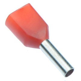 Red 1mm Insulated Twin Cord End Ferrule - Pack of 100