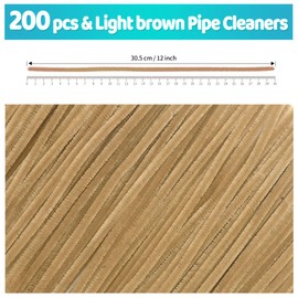 Iooleem 200pcs Light Brown Pipe Cleaners, Chenille Stems, Pipe Cleaners for Crafts, Pipe Cleaner Crafts, Art and Craft Supplies.