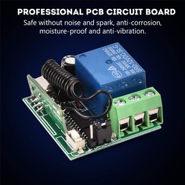 DC 12V 10A Single Channel Relay RF Switch Kit, 315MHz Receiver with Remote Control Transmitter for Home