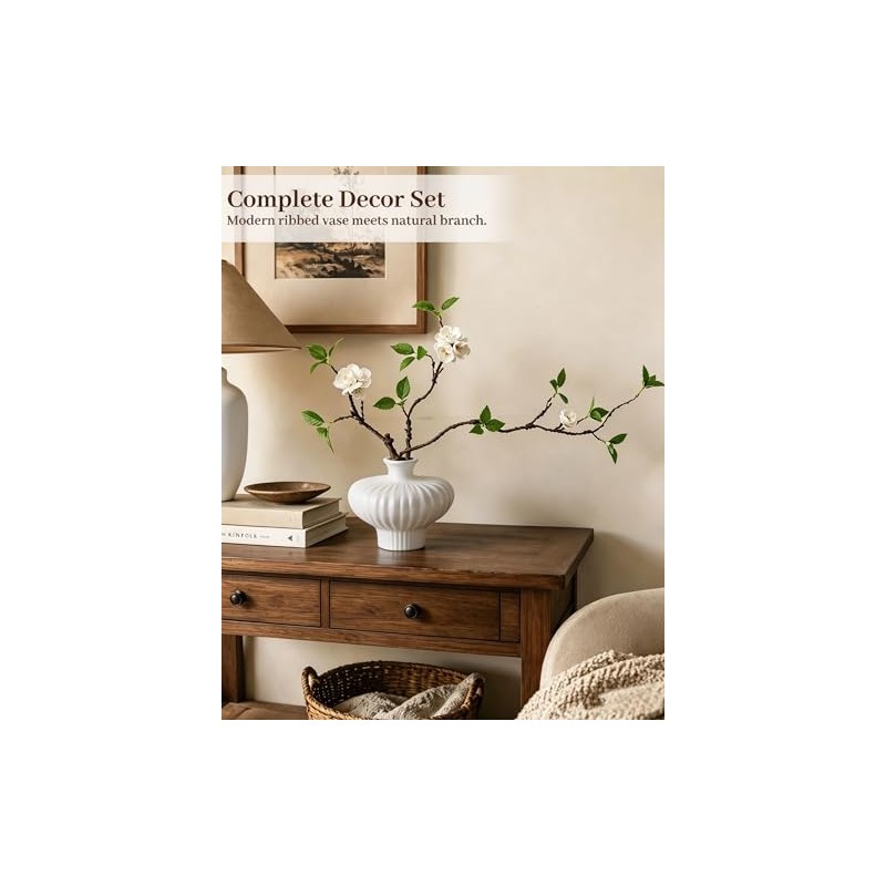 Vase with Artificial Greenery, 22'' Faux Greenery, White | Fake