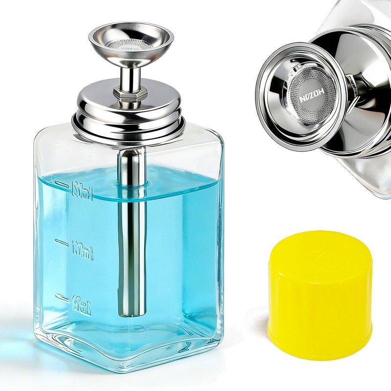 6oz / 180ml Glass Dispenser, Push Down Acetone Pump