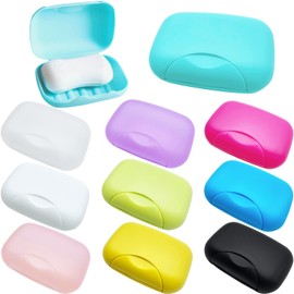 10 PCS Soap Box Holder,Plastic Travel Soap Dish,Portable Leak Proof Soap Case Container for Bathroom,Camping,Gym,Business Trip,10 Colors
