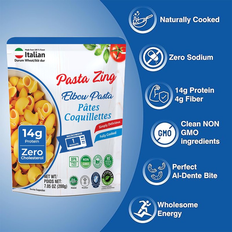 Pasta Zing Elbow Pasta – Fully Cooked, Microwave-Ready in 1