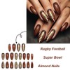 Baseball Press on Nails Medium Almond Fake Nails Brown False