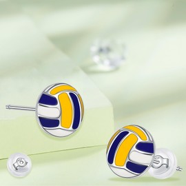 Hifeeled Volleyball Ohrringe Damen 925 Sterling Silber Ohrstecker Volleyball Liebhaber Original Schmuck Geschenk für Frauen Mädchen