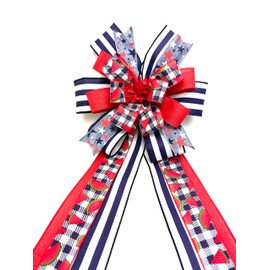 4th of July Decor, Watermelon Patriotic Wreath Bow, Red, White, Blue Wreath Accent, USA Lantern Bow, Independence Day Wreath Bow, Patriotic Decoration, Stars and Stripes Tree Topper.