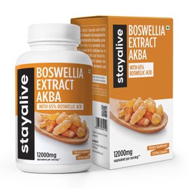 StayAlive Boswellia Serrata Extract Capsules with AKBA, 12000mg Equivalent with 65% Boswellic Acid, 12:1 Super Extract, 120 Count for 2-Month Supply, Non-GMO and Gluten-Free Boswellia Supplement