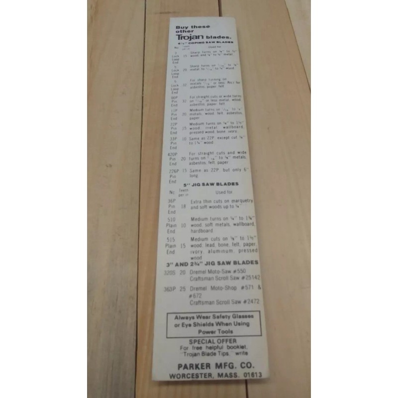 Trojan 22P Coping Saw Blades Wood and Metal  5 blades
