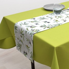 Style Decor W2701920 Table Runner, Laminated, Waterproof, Nordic Table Center, 70.9 inches (180 cm), Wipable, Olive Green, Style Decor
