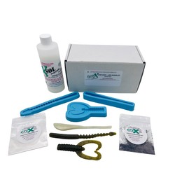 FusionX Fishing Jump Start Simply Bass Soft Plastic Bait Making Kit - 3 Molds, 8 Ounces Resin, 2 Colors EfeX Pigment Blend - DragonX Worm, Slim Twitchy Stick Jerk, Swimmy Craw Crawdad Creature