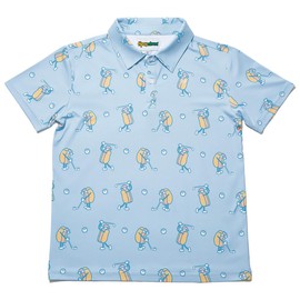 Tipsy Elves Kids and Toddlers Golf Shirts - Athletic Comfort Fit with Quick Dry Material - Youth Funny Blue Sizzlin' Swing Golf Polo Size Medium