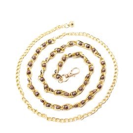 FATASH Gold Waist Chain Belt for Women, Adjustable Metal Belly Chain with Pearl Accents, Elegant Waist Fashion Accessory Western Dress Belt - Purple Grey