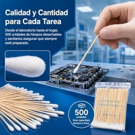 BESPORTBLE 500 Piezas Hisopos De Algodón Desechables De 15 Cm - Bastoncillos Para Maquillaje, Limpieza De Oídos Y Manualidades - Aplicadores De Algodó