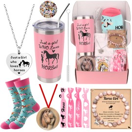 Horse Gifts for Girls Teens 6- 8-10-12-14 Horse Tumbler Cup Bracelet Necklace Socks 7PCS Horses Gift Boxes Set Horse Stuff Cool Gifts for Horse Lovers Daughter Granddaughter Birthday Back to School