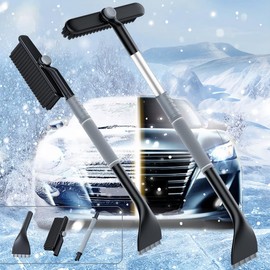 XLZJYIJ Car Ice Scraper with Broom, Removable Ice Scraper, Snow Brush Car for 360° Rotating Head, Extendable Snow Brush, Snow Brush Car with Non-Slip Foam Handle for Car, Truck, SUV