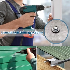 Mikqky Pack of 120 Self-Drilling Hex Screws with Washers M4.2 x 16 mm Stainless Steel Self-Tapping Hexagonal Screws with Hexagon Socket for Metal