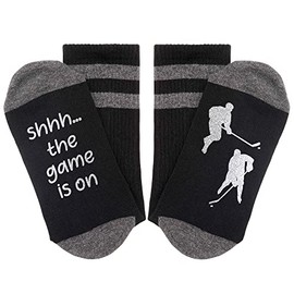 Hockey Socks, Shhh... The Game Is On Sock,Hockey socks,Hockey Lover gift,Novelty Socks, Fun Socks, Gift for Grandpa, Gifts For Men,Gift For Dad,Men's Gift,Men's Christmas,Stocking For Him.(GY117)