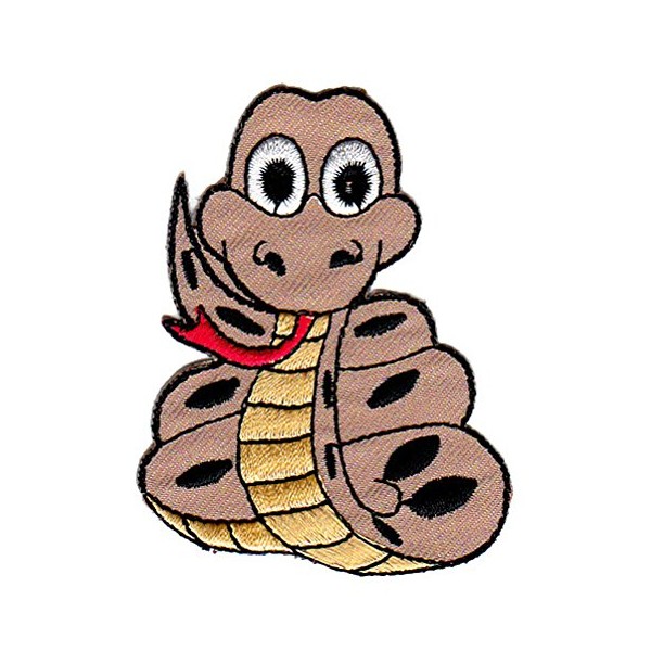 Snake Brown Iron-On Patch for Clothing, Kind Patch Size 7.5