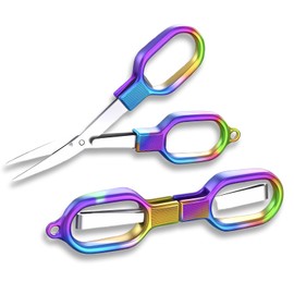 Haligily Folding scissors,TSA-Compliant and Portable,Compact enough to fit in your purse,Safe Portable Travel,small,Stainless Steel Retractable Scissors,fishing scissors,2 Pcs