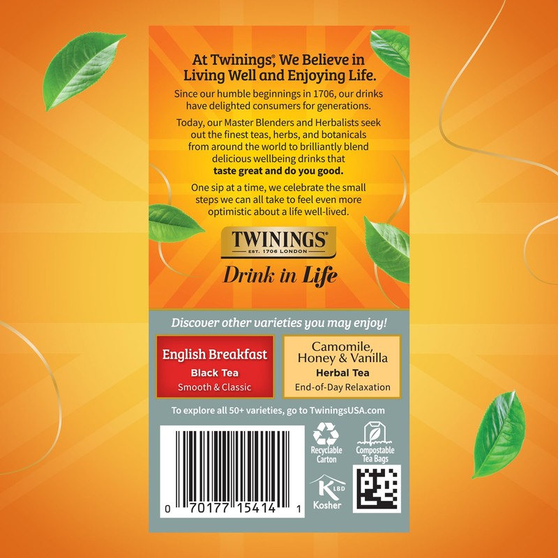 Twinings Prince of Wales Black Tea Individually Wrapped Bags, 20