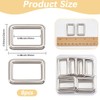 SOFPLATE 1 Box 8Pcs Silver Rectangle Buckle Ring Flat Metal