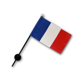 東京製旗株式会社 フランス 国旗 ミニフラッグ 旗サイズ10.5×15.7cm ポール27cm 吸盤 のセット テトロンスエード製