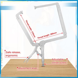 Yexiya 18 Inch Locking C Clamp Large Opening Jaws Locking Pliers Adjustable with Grip Swivel Pads Alloy Steel C Clamp for Shop Home Farm Auto Workshop Woodworking Repair, Silver