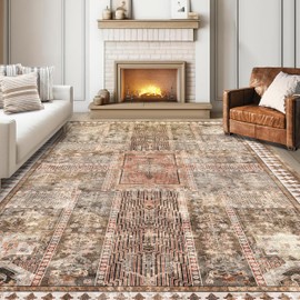 YARNSCAPE Vintage 5' x 7' Washable Area Rug - Stylish Indoor Rug for Living, Dining or Bedroom - Lightweight Carpet with Non-Slip Backing - Foldable for Easy Placement and Maintenance - Ivory