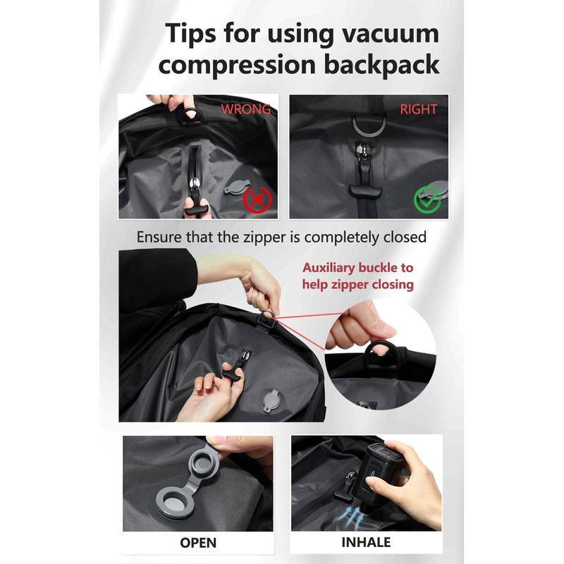 Cusangel vacuum backpack travel with pump compression,18in vac travel 45L