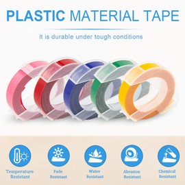 UniPlus Compatible Dymo Embossing Tape Replacement for Dymo Omega Tape S0717930 Junior S0717900, 9mm Embossing Tape Pink Yellow Red Lake Green Dark Blue, Embossing Label Maker E-101 E-303