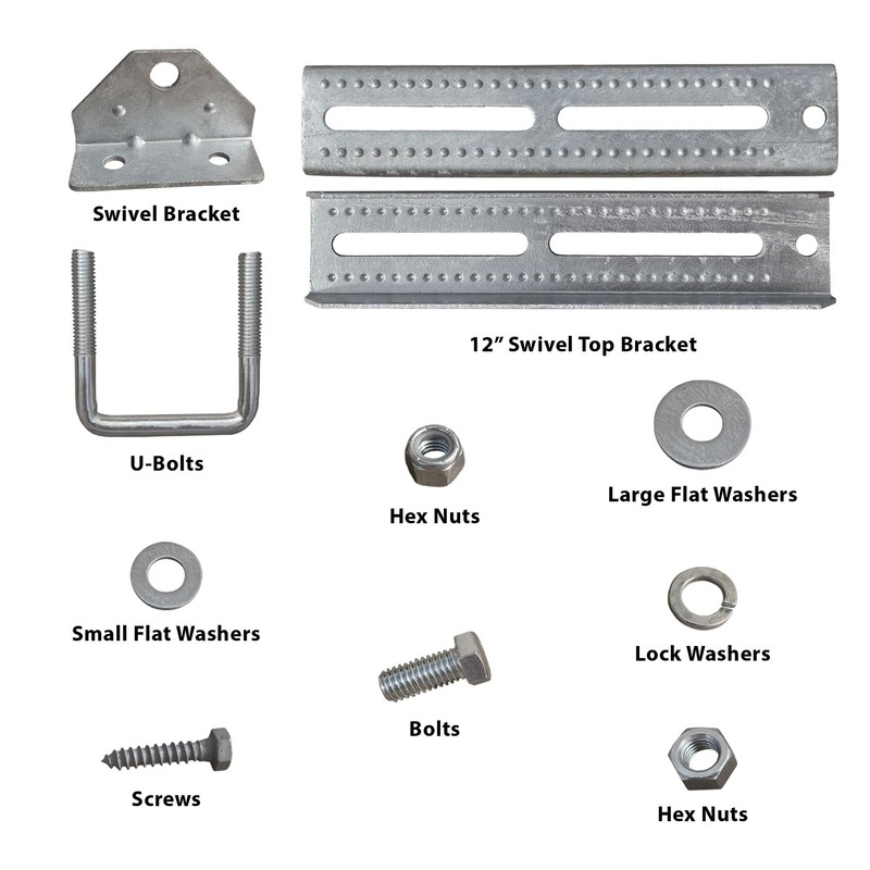 A.A 12" Galvanized Swivel Top Bunk Bracket Kit with Hardware
