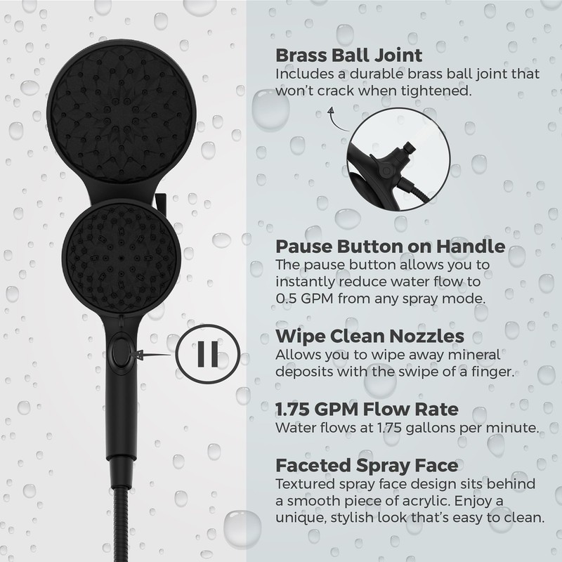 Pfister HydroFuse Shower Head and Handheld Combo, Hose Included, Magnetic