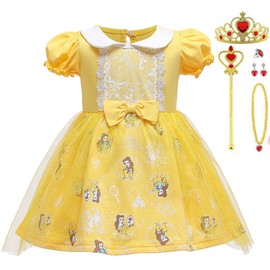 [TYHTYM] Kids Princess Dress Costume Toddler Girls 90-130CM (Yellow, 110)