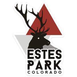 Lantern Press Sticker Estes Park, Colorado, Elk and Triangles, Die Cut Vinyl, (Waterproof Decal for Cars, Water Bottles, Laptops, Coolers), Small