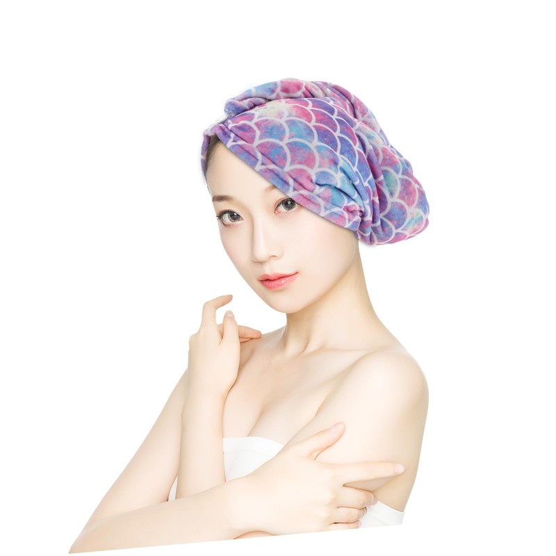 Healeved 2pcs Microfiber Hair Towels for Wet Hair Cute Mermaid