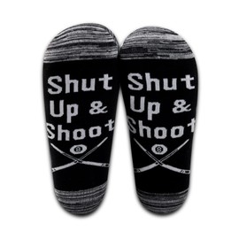 LEVLO Funny Billiards Lovers Gifts Shut Up & Shoot Socks Number 8 Ball Inspired Gifts (1pair- Shut Up & Shoot)