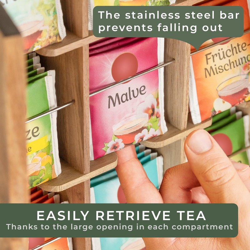 WALDWERK Tea Storage Organizer (9 Compartments) - Tea Organizer Made