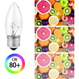 Tiqian Elegant Chandelier Light Bulbs, Incandescent Torpedo Shape, Crystal Clear, Candelabra Base, Decorative Finish, 10-Pack, E26/E27 Medium Base