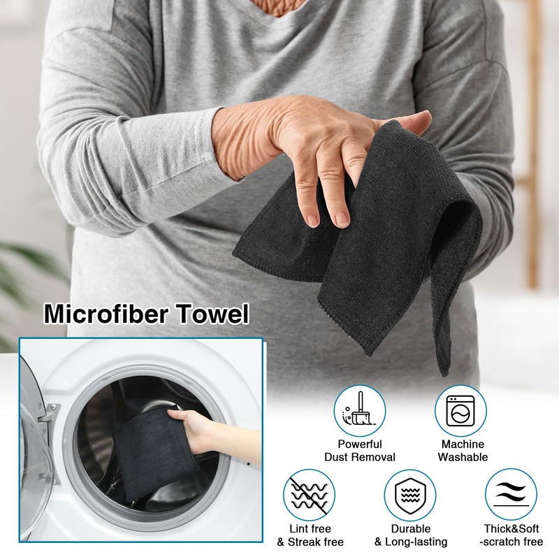 200 Pieces Microfiber Cleaning Cloths Bulk Absorbent Microfiber Towels Reusable