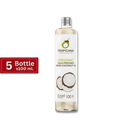 [태국직구] 트로피카나 유기농 냉압착 버진 코코넛 오일 100 ML., 100g, 5개 [Direct Import from Thailand] Tropicana Organic Cold Pressed Virgin Coconut Oil 100 ML., 100g, 5 Pack, 100g × 10개