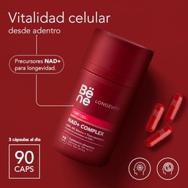 NAD+ Suplemento Alimenticio 90 Cápsulas - NAD+ Complex NMN 500mg, NR 200mg, Resveratrol y Betaína - Línea Longevity Premium con Quercetina y Piperina 