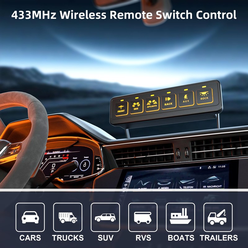 Somaer Wireless 6 Gang Switch Panel,Multifunction Remote Control Offroad Light