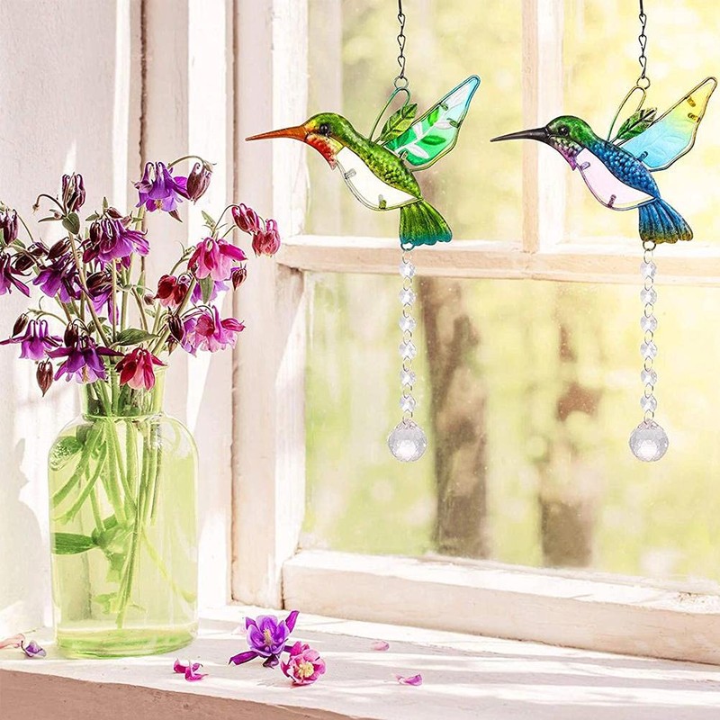 Hummingbird Suncatcher, Crystal Suncatchers Window Hanging Ornament for Outdoor Indoor