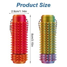 2pcs Spiky Grippie Fidget Keychain, Portable Rotating Toy Mini Rolled Grippie Stim Keyring for Focus Relaxation and Calming Massage Ideal for Adults & Gifts (Orange Gold Green & Red Gold)