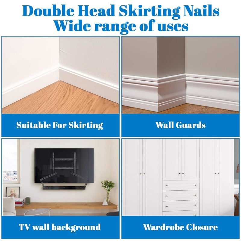 simarro 200 Pcs Double-Headed Nails Solid Wood Seamless, Nails Skirting